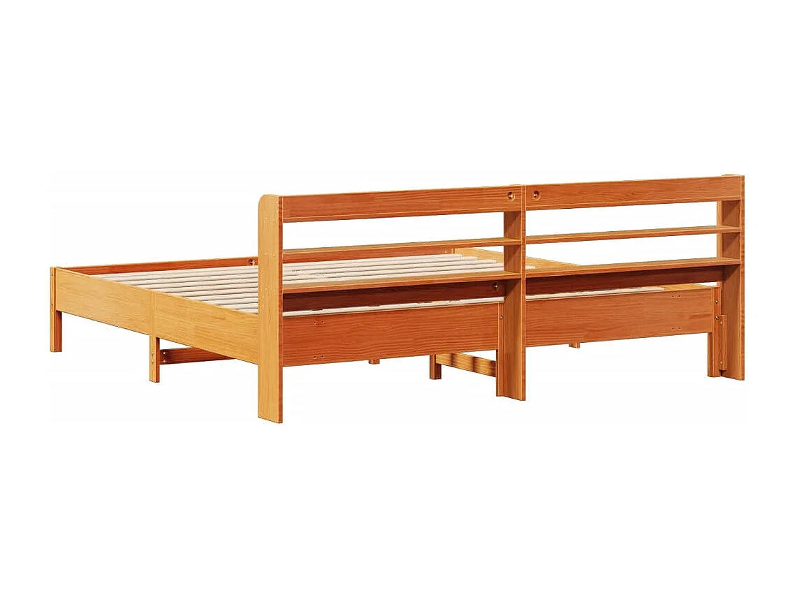 Cama sin colchón madera maciza de pino marrón cera 180x200 cm