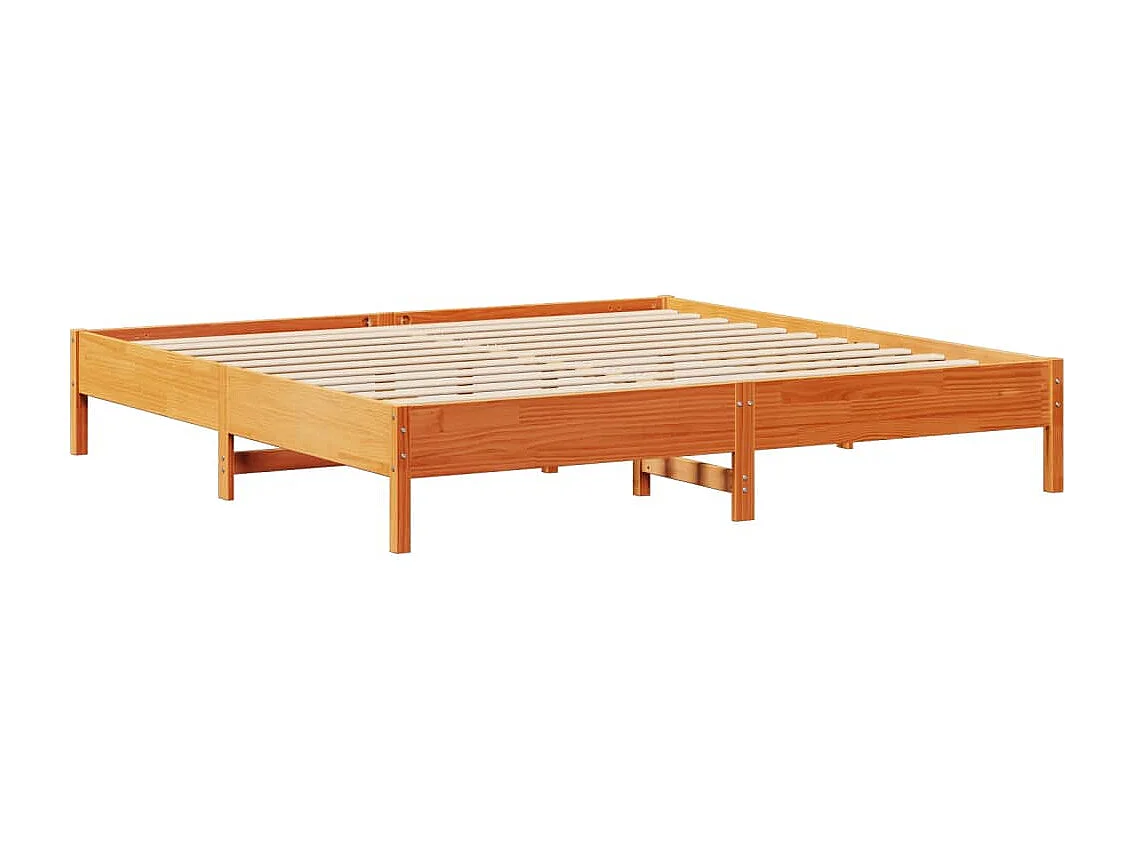 Cama sin colchón madera maciza de pino marrón cera 180x200 cm