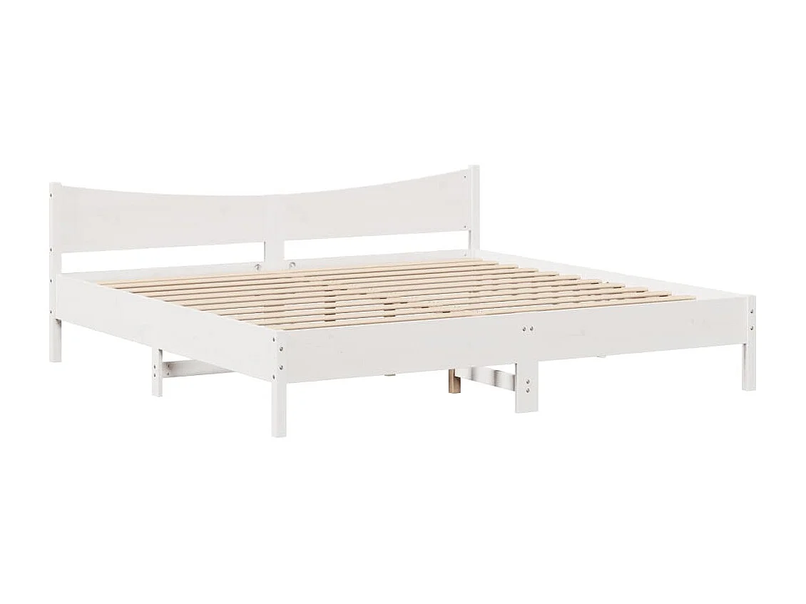 Cadre de lit et tête de lit blanc 180x200 cm bois de pin massif