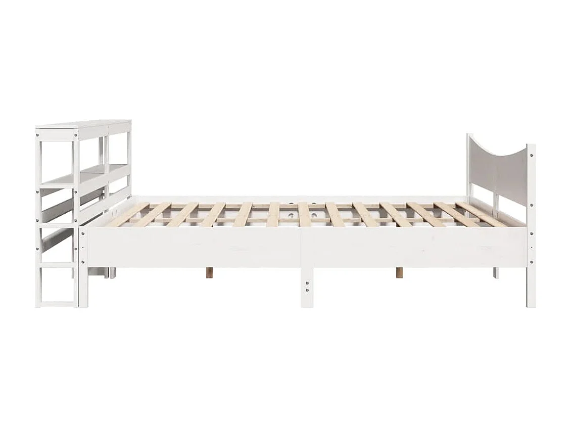 Cadre de lit et tête de lit blanc 180x200 cm bois de pin massif