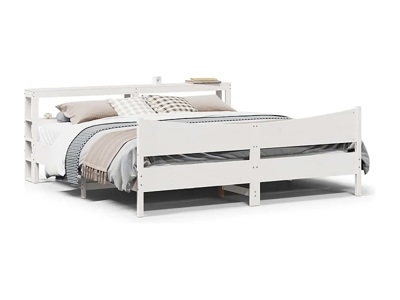 Estrutura de cama com cabeceira 180x200cm pinho maciço branco