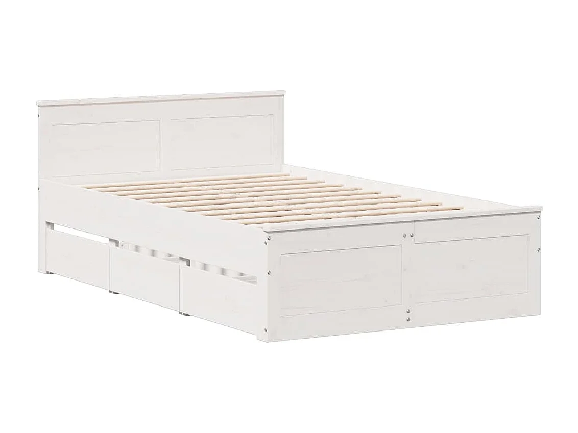 Cama con cabecero sin colchón madera maciza blanca 120x200 cm