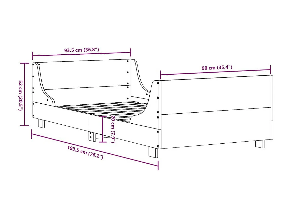 Estructura de cama sin colchón madera maciza marrón 90x190 cm