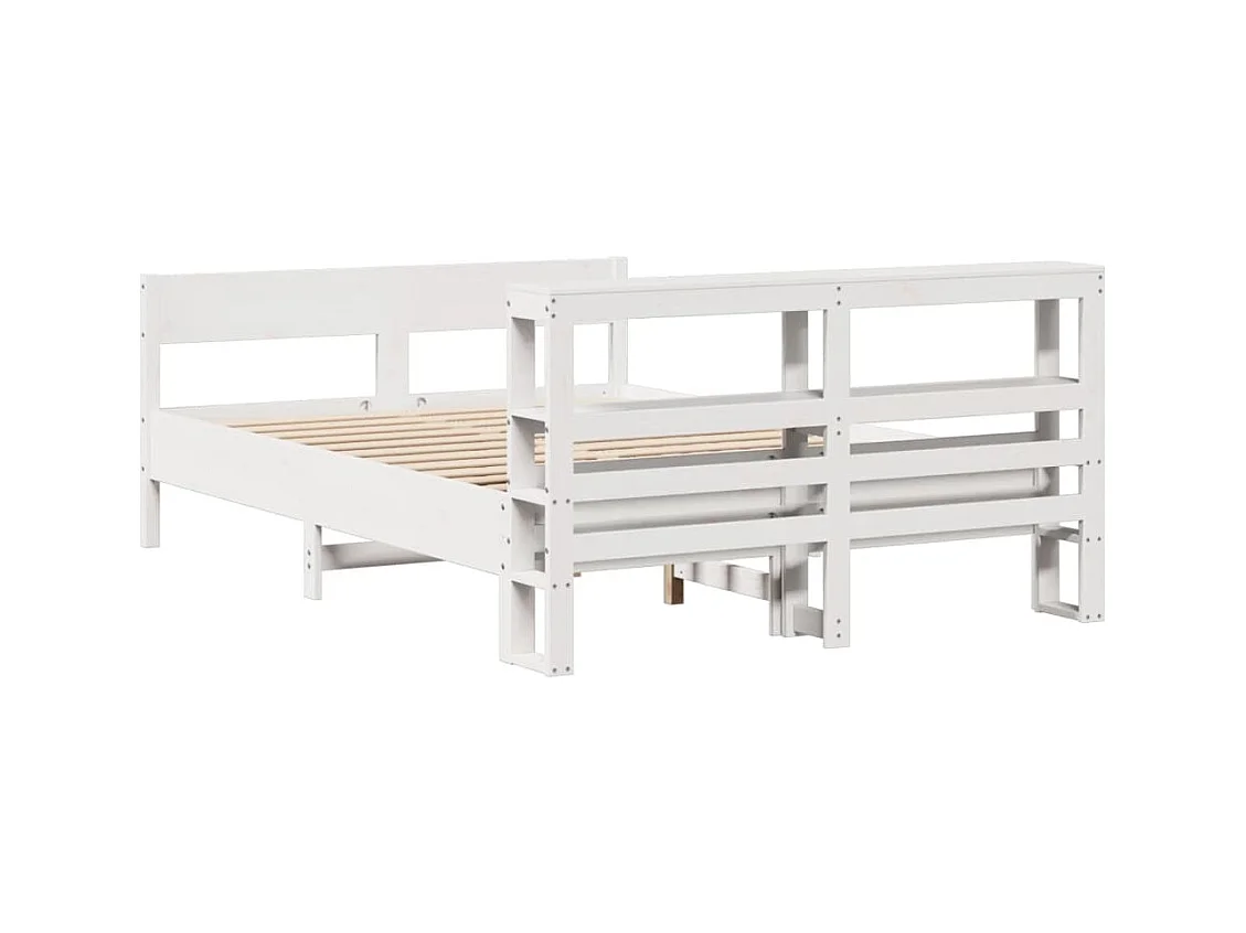 Cama sem colchão 160x200 cm madeira de pinho maciça branco