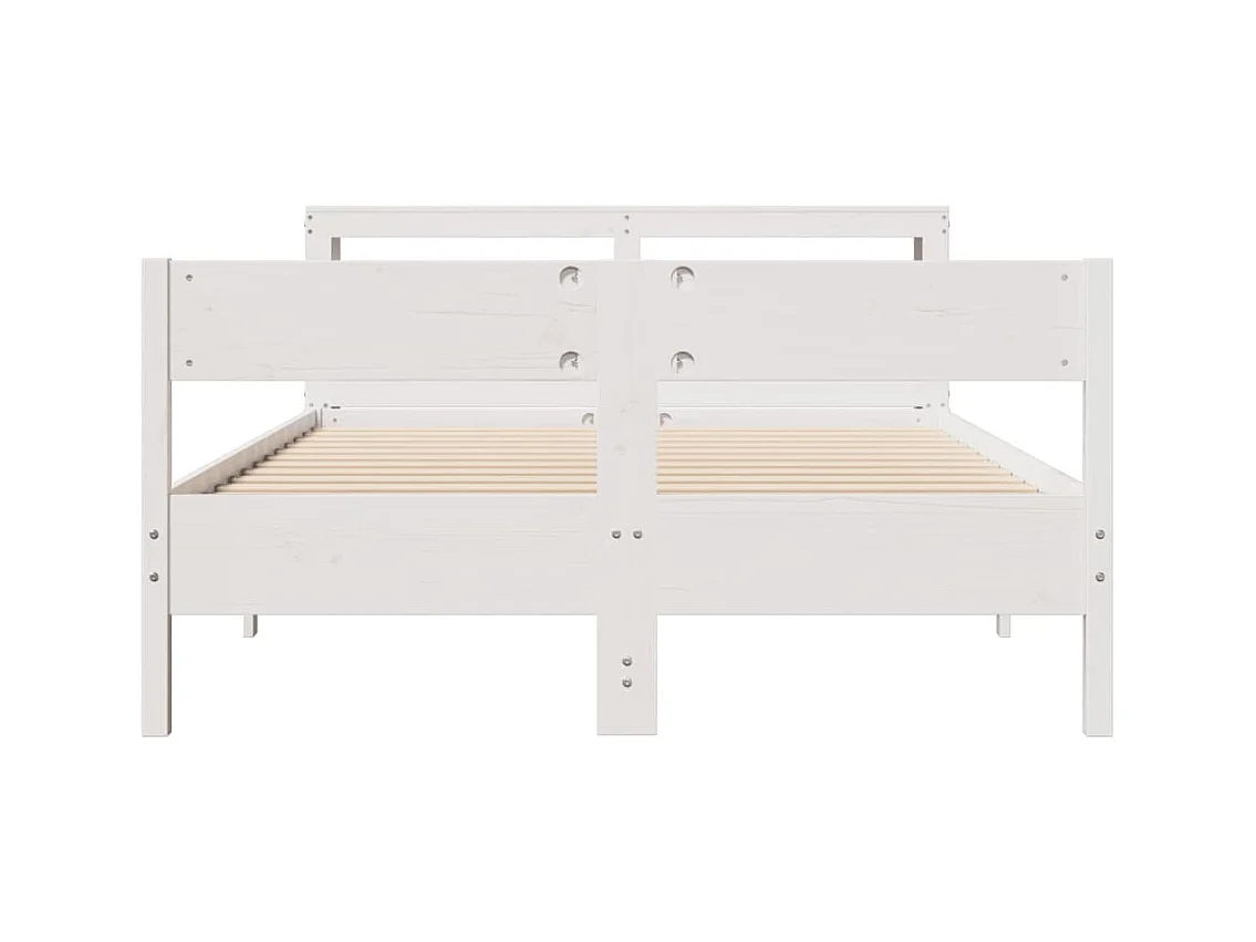 Cama sem colchão 160x200 cm madeira de pinho maciça branco