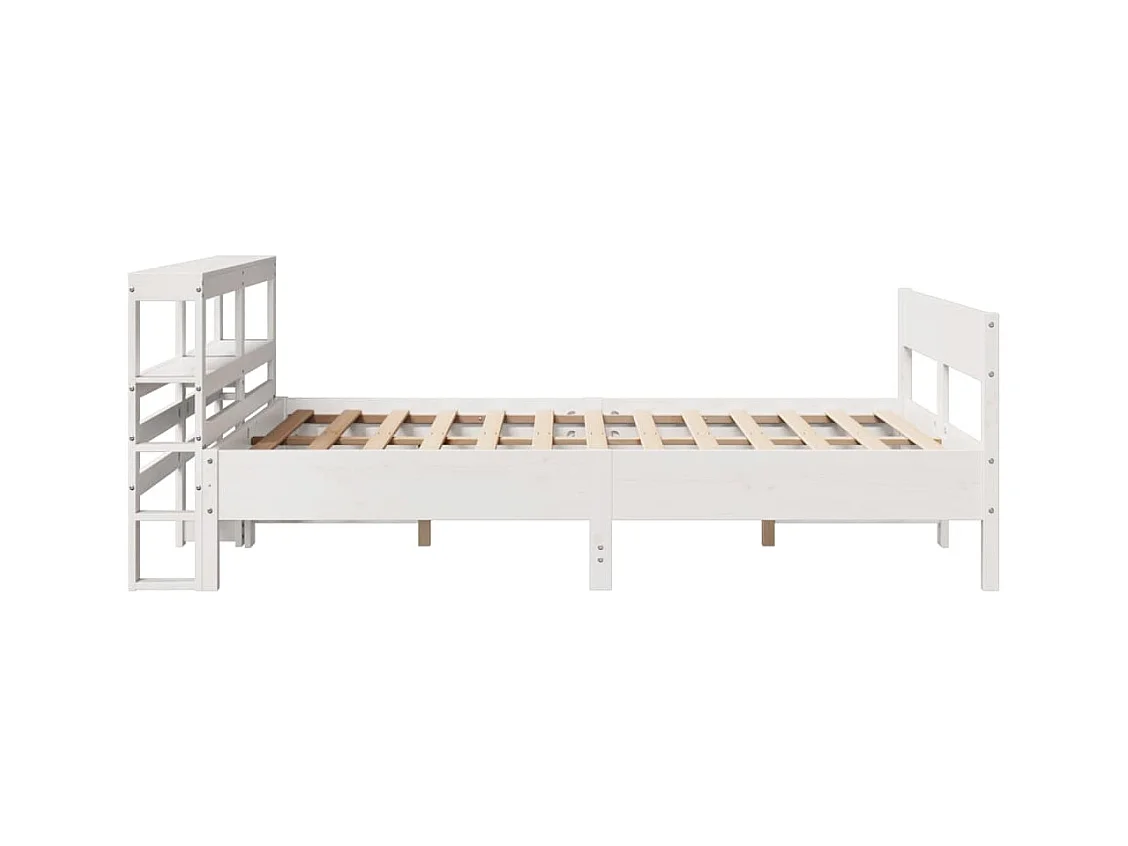 Cama sem colchão 160x200 cm madeira de pinho maciça branco