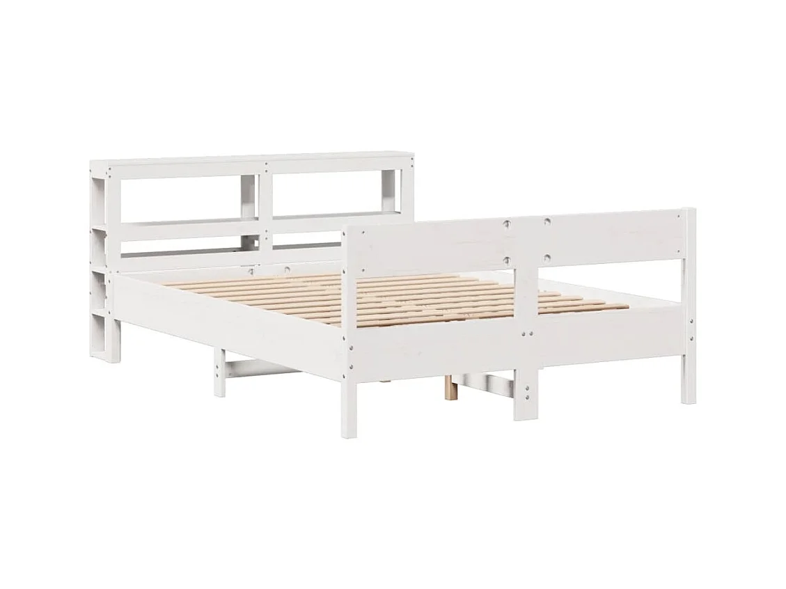 Cama sem colchão 160x200 cm madeira de pinho maciça branco