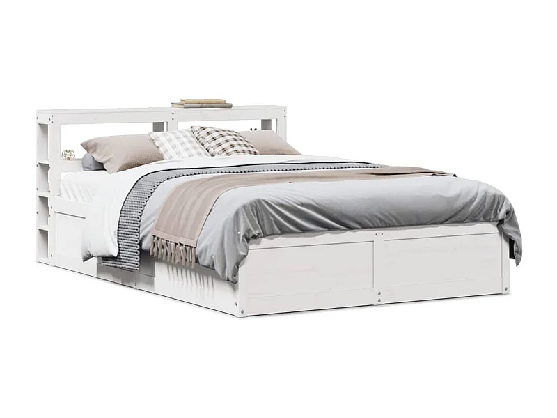 Estrutura cama c/ cabeceira 120x190 cm pinho maciço branco