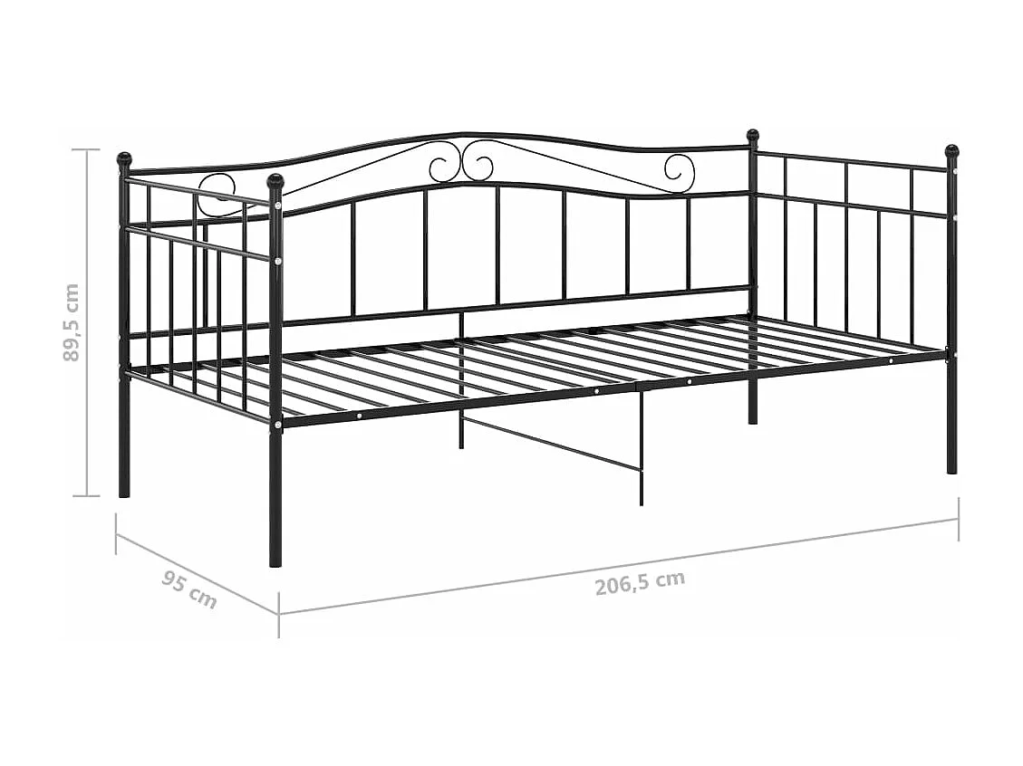 Sofá-cama 90x200 cm metal preto