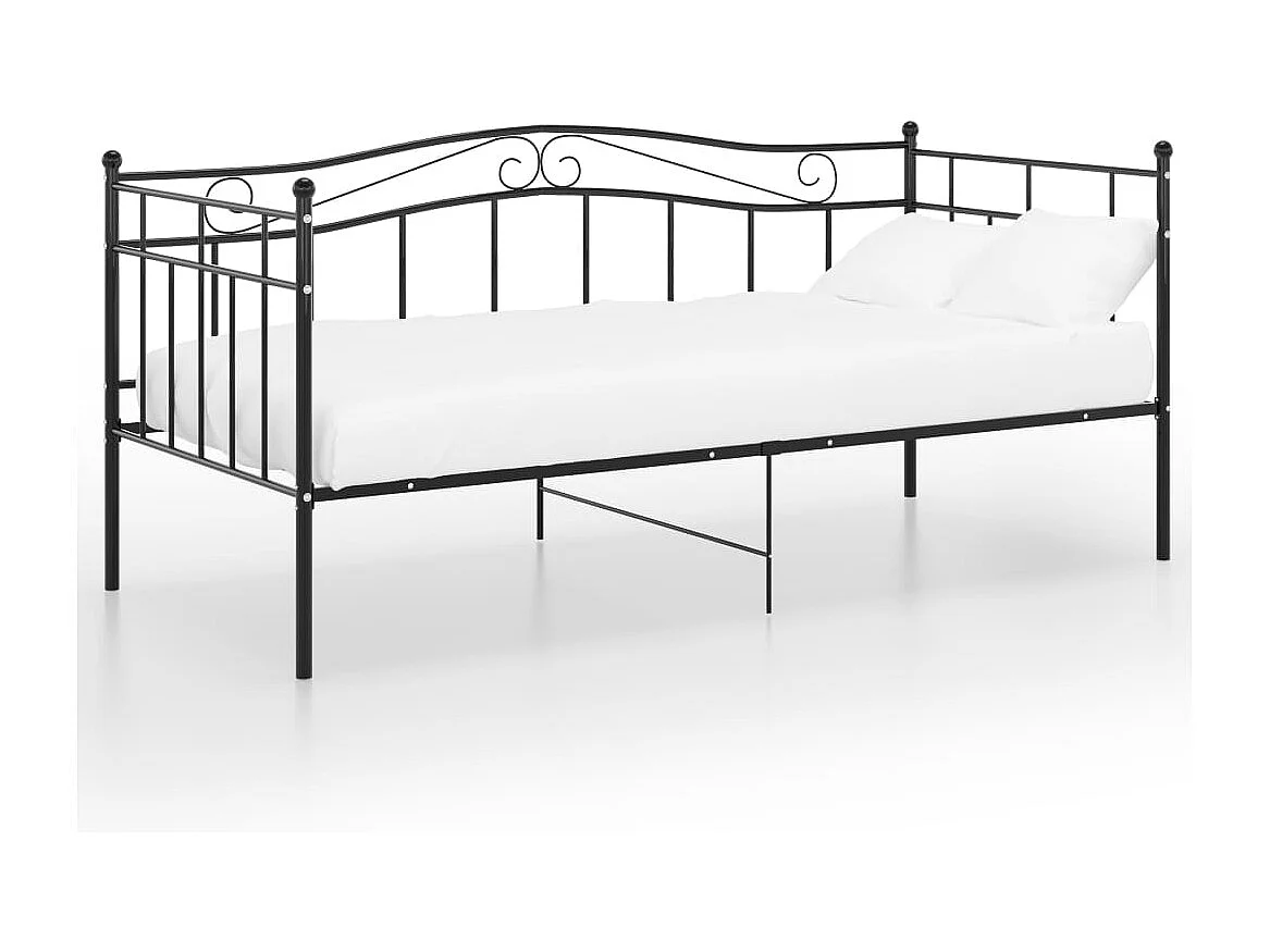Sofá-cama 90x200 cm metal preto
