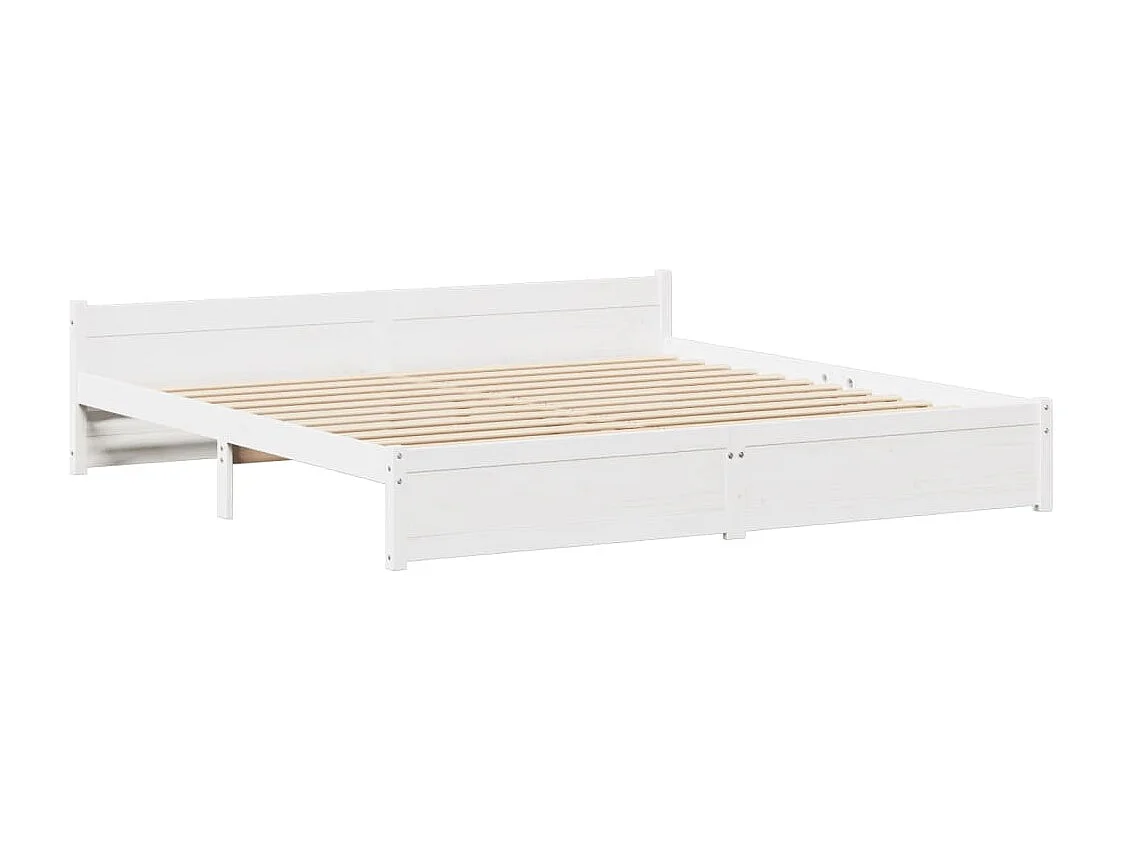 Cama sem colchão 200x200 cm madeira de pinho maciça branco