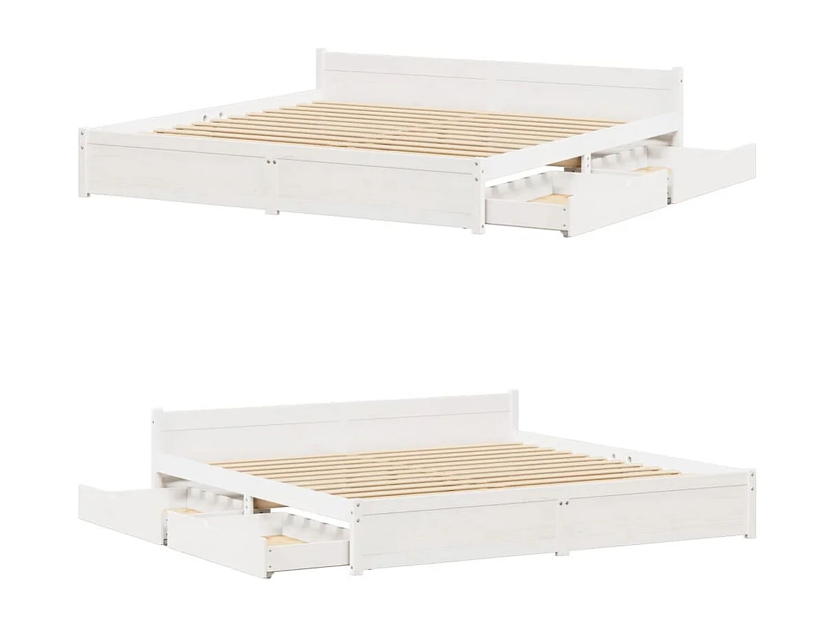 Cama sem colchão 200x200 cm madeira de pinho maciça branco