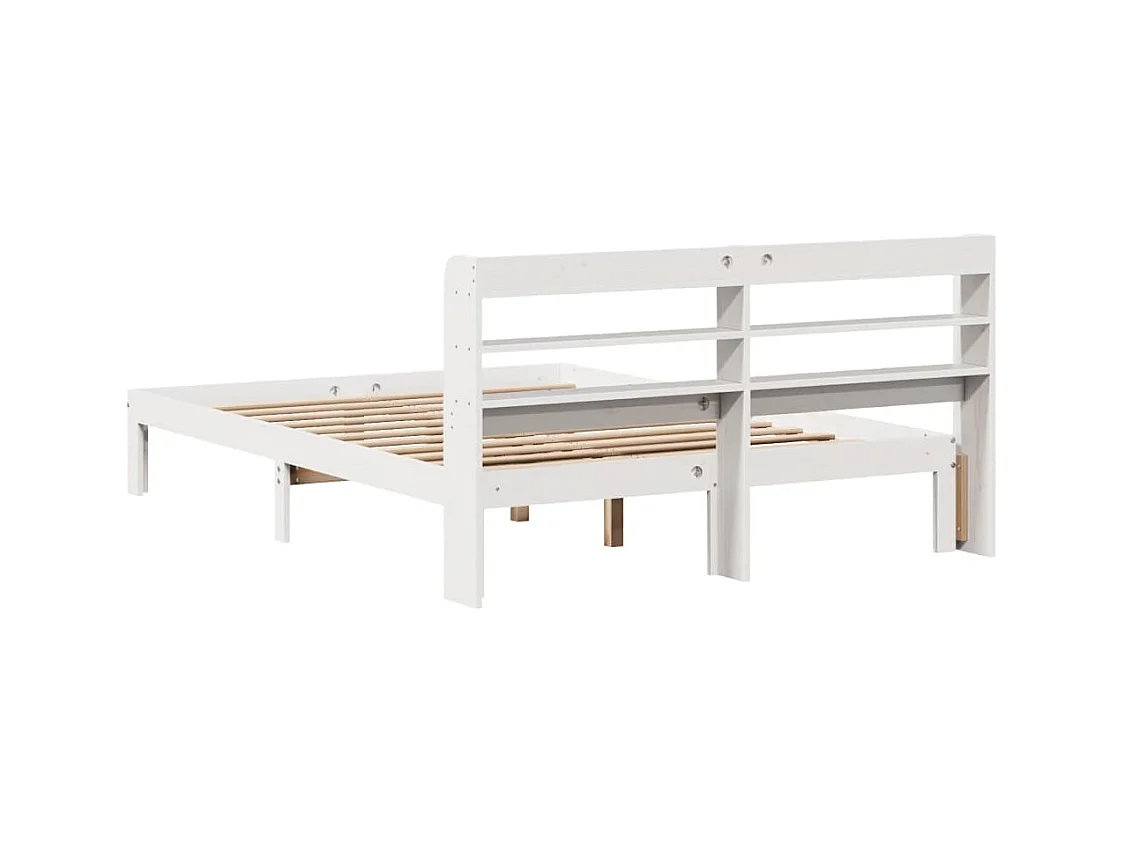 Estructura de cama con cabecero madera pino blanco 135x190 cm
