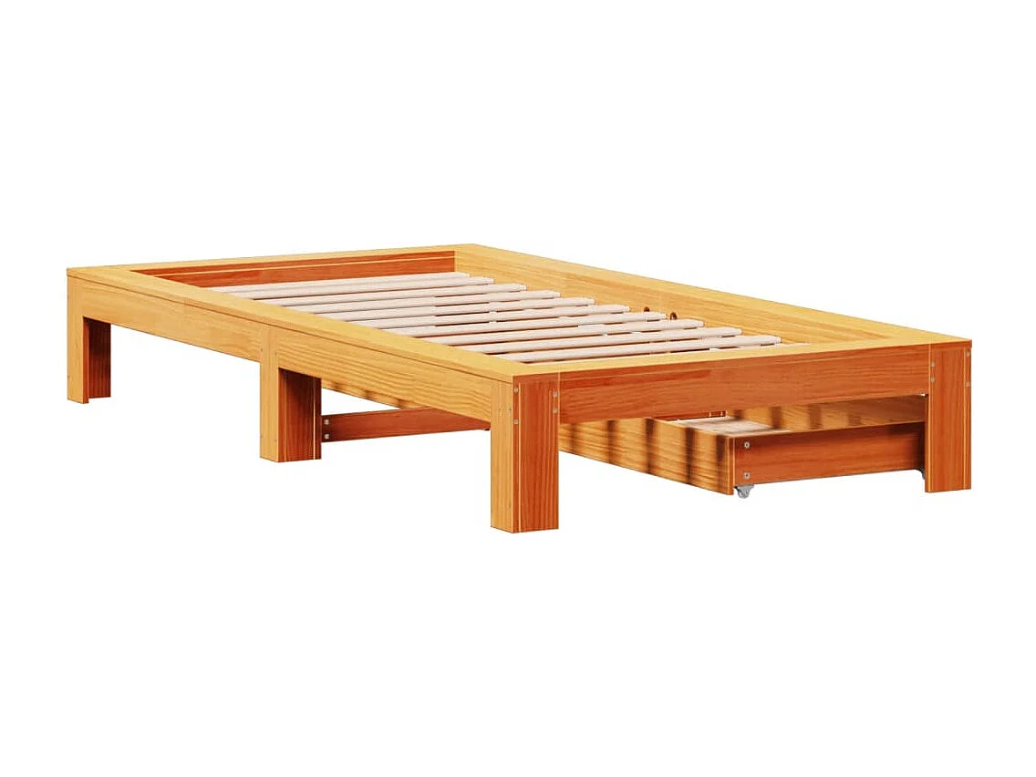 Estructura de cama sin colchón madera maciza marrón 75x190 cm