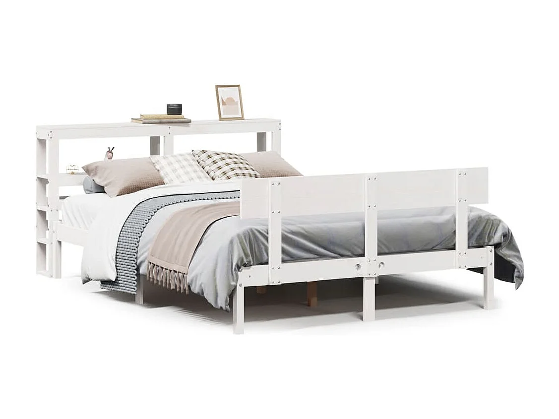 Cadre de lit sans matelas blanc 140x190 cm bois de pin massif