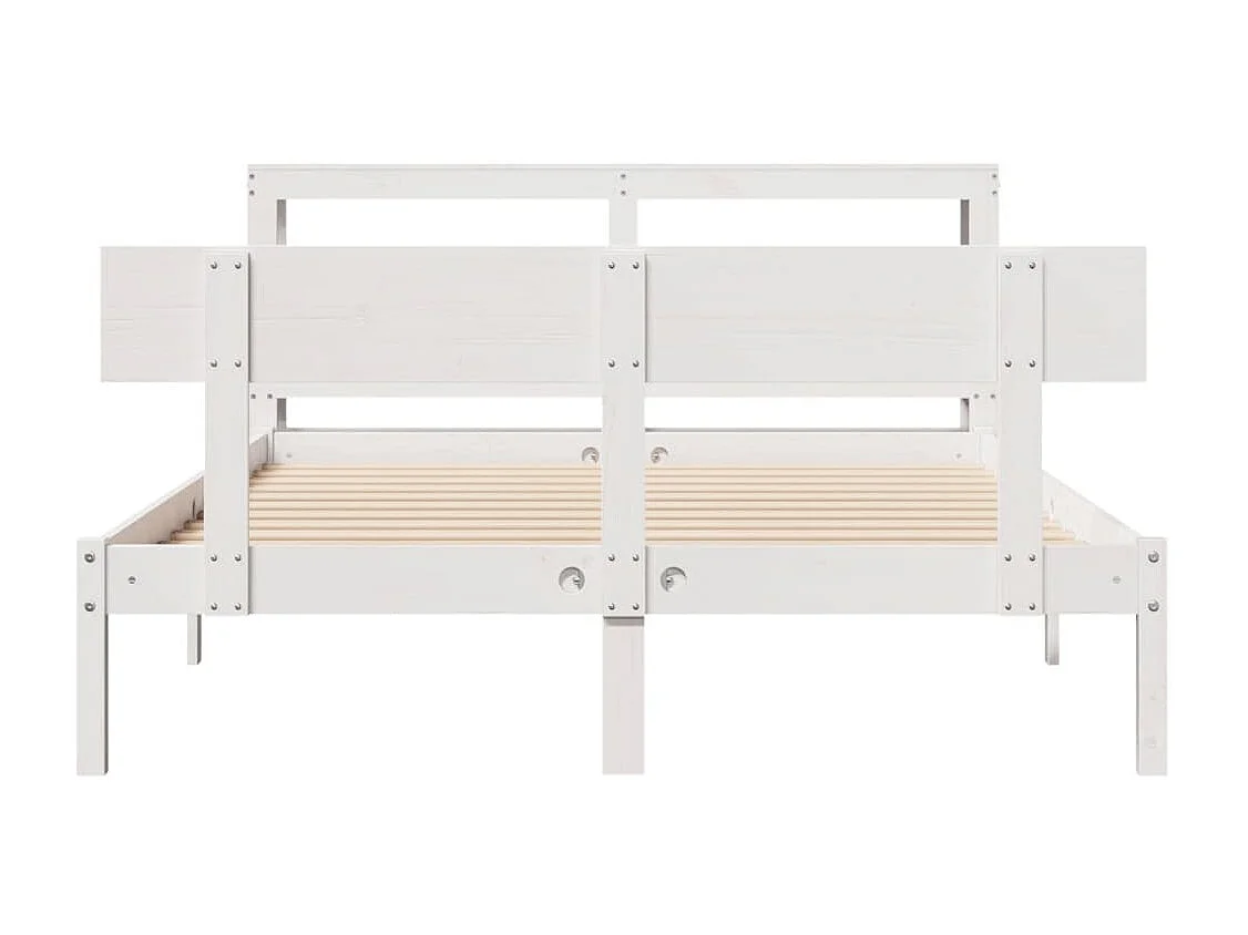 Cama sem colchão 140x190 cm madeira de pinho maciça branco