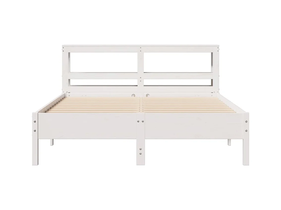 Cama sem colchão 160x200 cm madeira de pinho maciça branco
