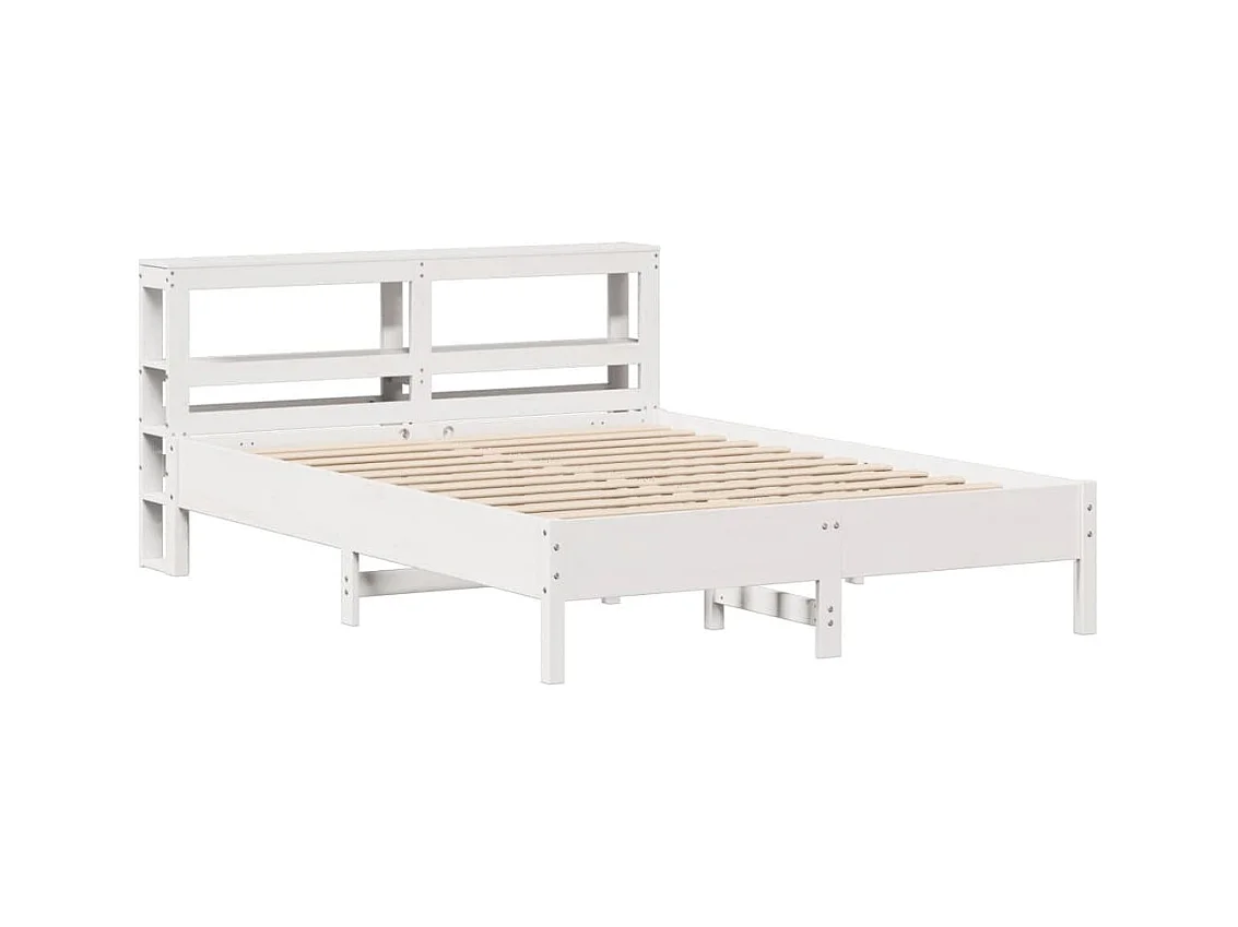 Cama sem colchão 160x200 cm madeira de pinho maciça branco