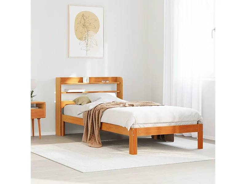 Cama sem colchão 100x200 cm pinho maciço castanho-mel