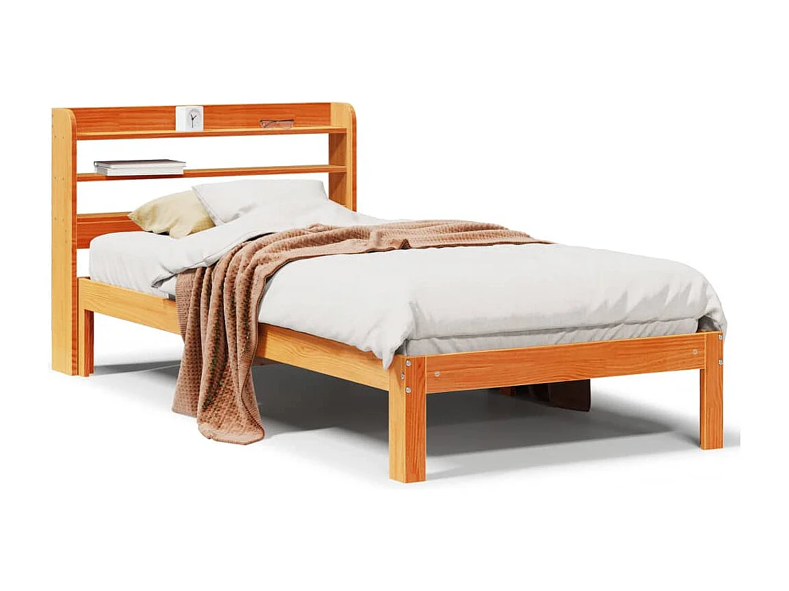 Cama sem colchão 100x200 cm pinho maciço castanho-mel