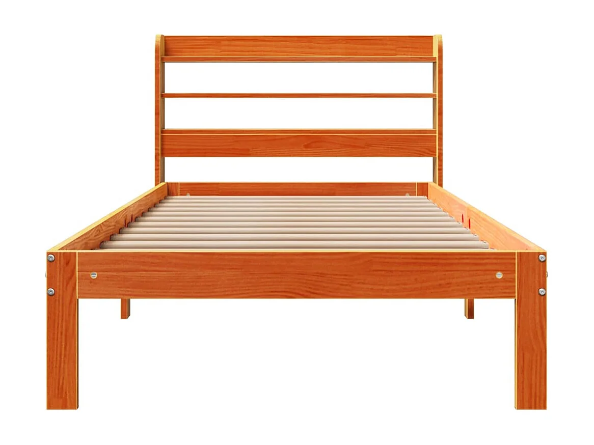 Cama sin colchón madera maciza de pino marrón cera 100x200 cm