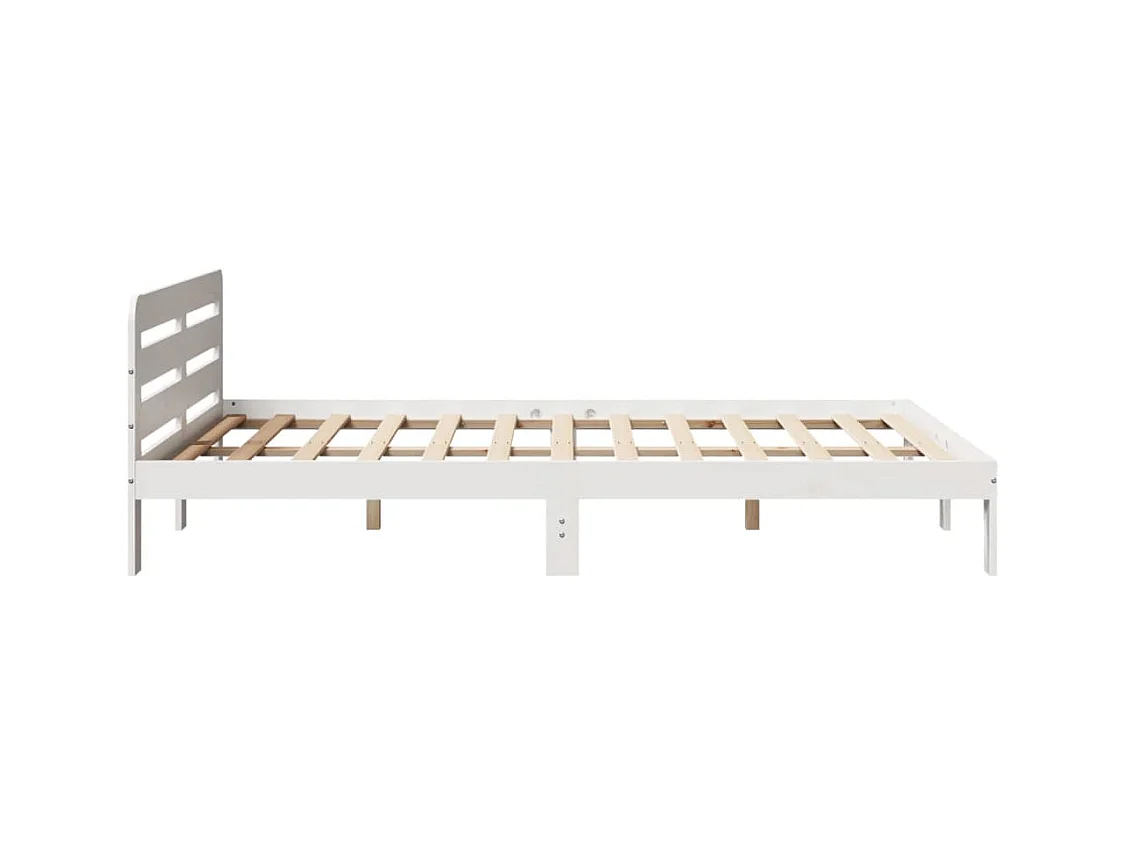 Cadre de lit sans matelas blanc 150x200 cm bois de pin massif