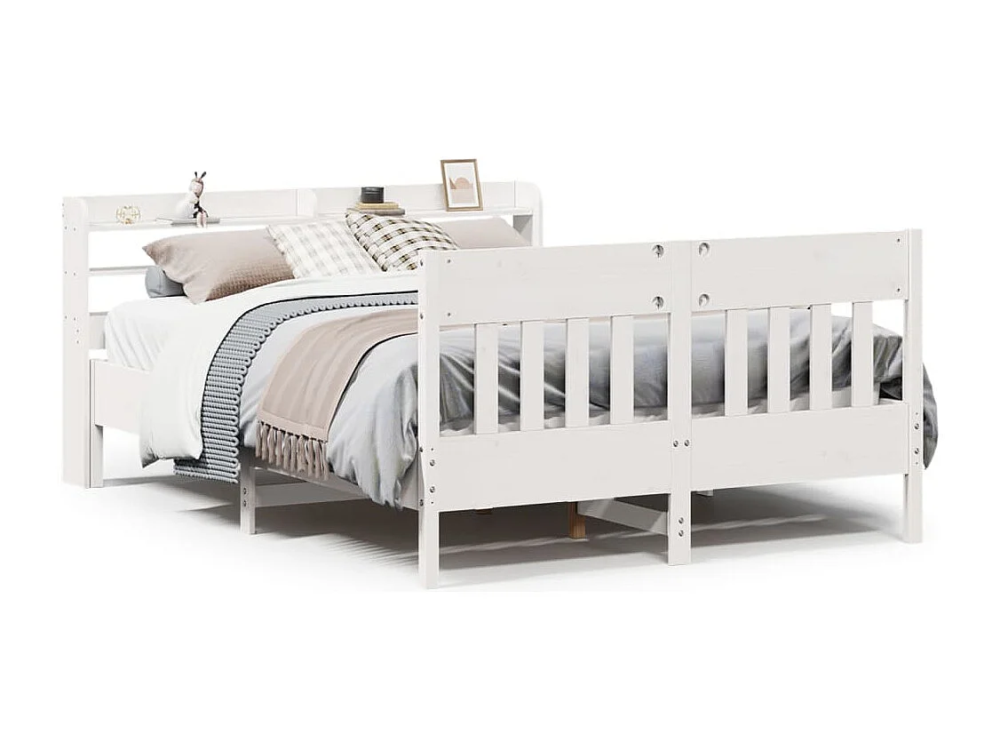 Estructura de cama sin colchón madera de pino blanco 135x190 cm