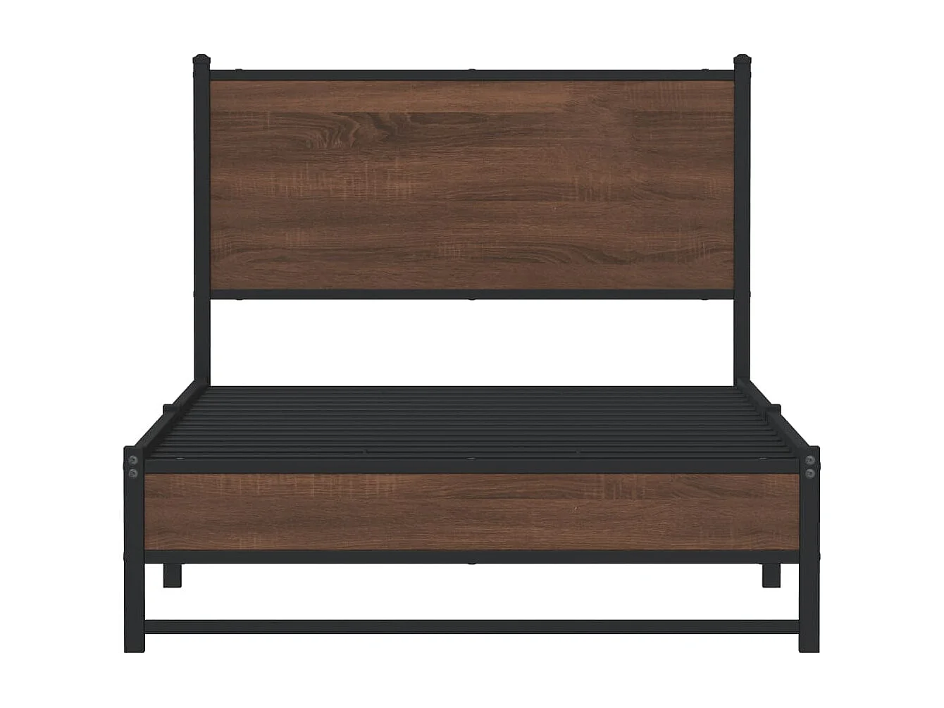 Estructura de cama con cabecero metal marrón roble 107x203 cm