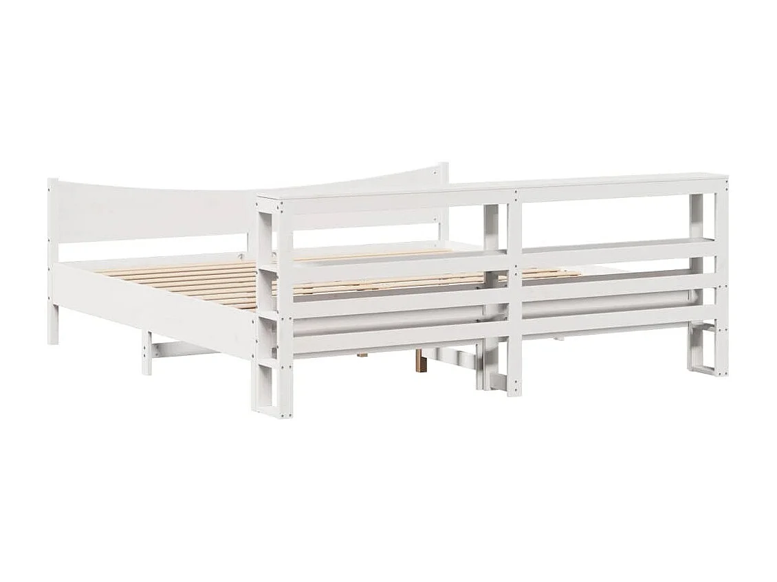 Cadre de lit et tête de lit blanc 200x200 cm bois de pin massif