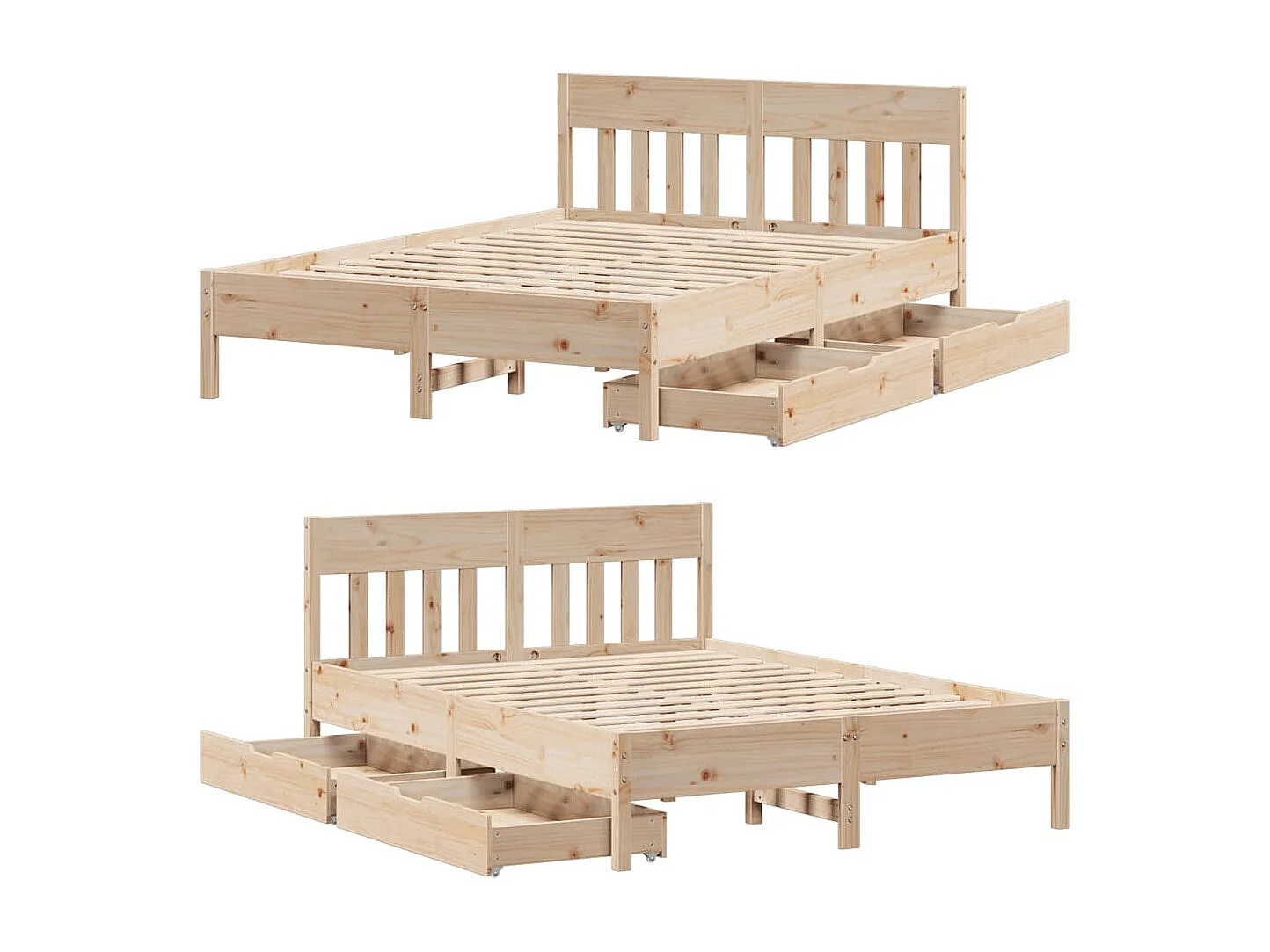 Estructura de cama sin colchón madera maciza de pino 140x190 cm