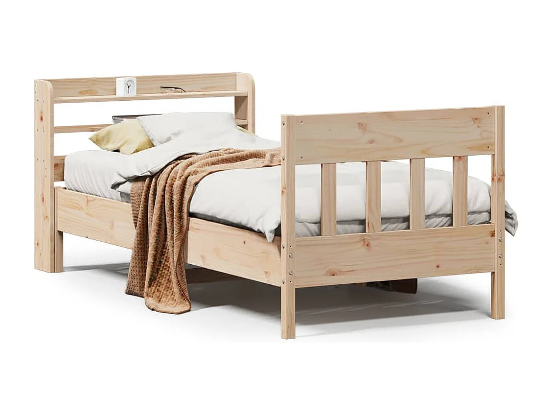 Estructura de cama sin colchón madera maciza de pino 90x190 cm
