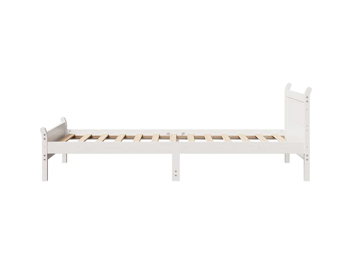 Cadre de lit sans matelas blanc 75x190 cm bois de pin massif