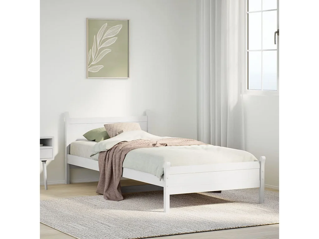 Estructura de cama sin colchón madera maciza blanca 75x190 cm
