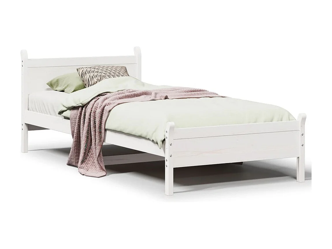 Estructura de cama sin colchón madera maciza blanca 75x190 cm