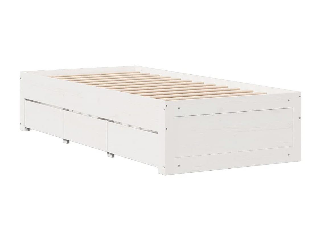 Cama sin colchón con cajones madera de pino blanco 90x200 cm