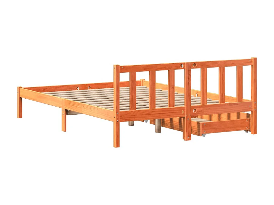 Cama sem colchão 120x200 cm madeira pinho maciça castanho-mel
