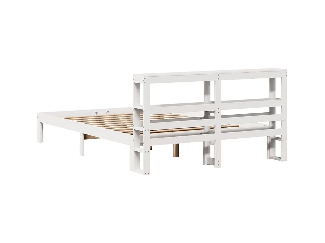 Cadre de lit avec tête de lit blanc 120x190 cm bois pin massif