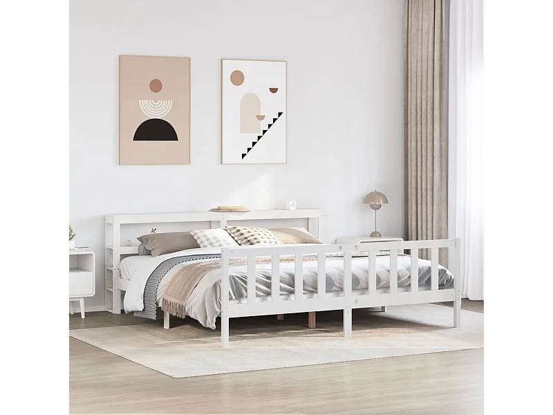 Estructura de cama sin colchón madera maciza blanca 200x200 cm