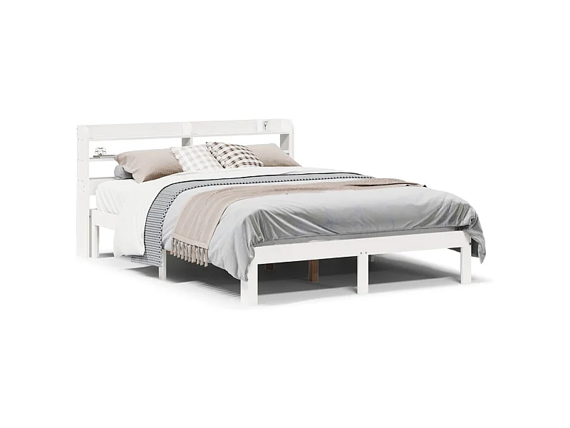 Estructura de cama con cabecero madera pino blanco 120x200 cm