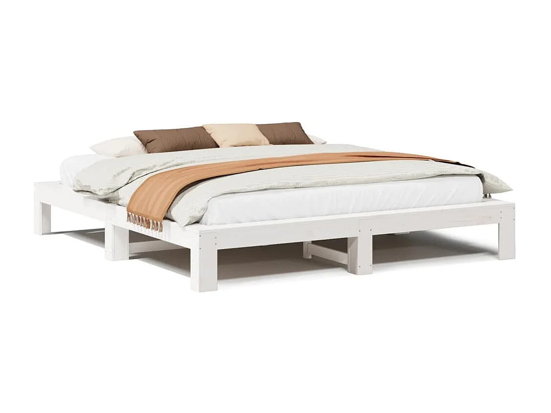 Cama sin colchón madera maciza de pino blanca 180x200 cm