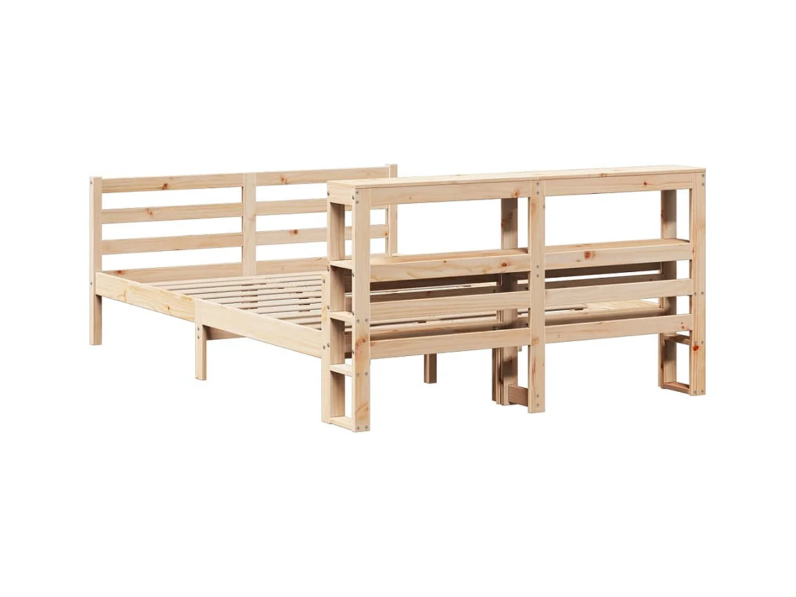Estructura de cama con cabecero madera maciza pino 140x190 cm
