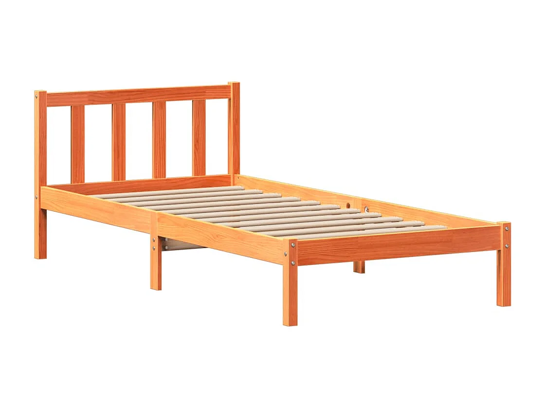 Cama sin colchón madera maciza de pino marrón cera 100x200 cm