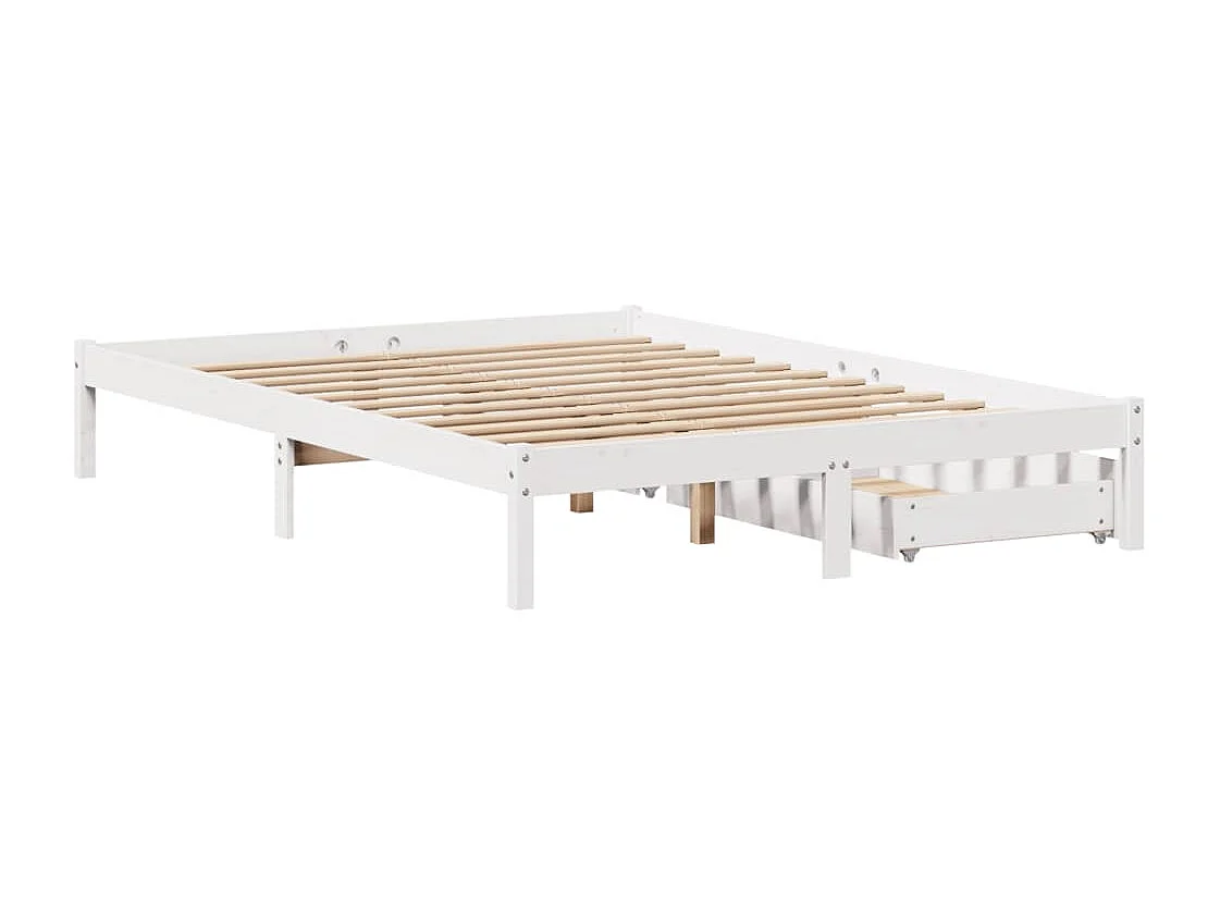Estructura de cama sin colchón madera de pino blanca 150x200 cm