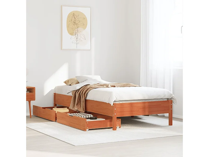 Estructura de cama sin colchón madera maciza marrón 75x190 cm