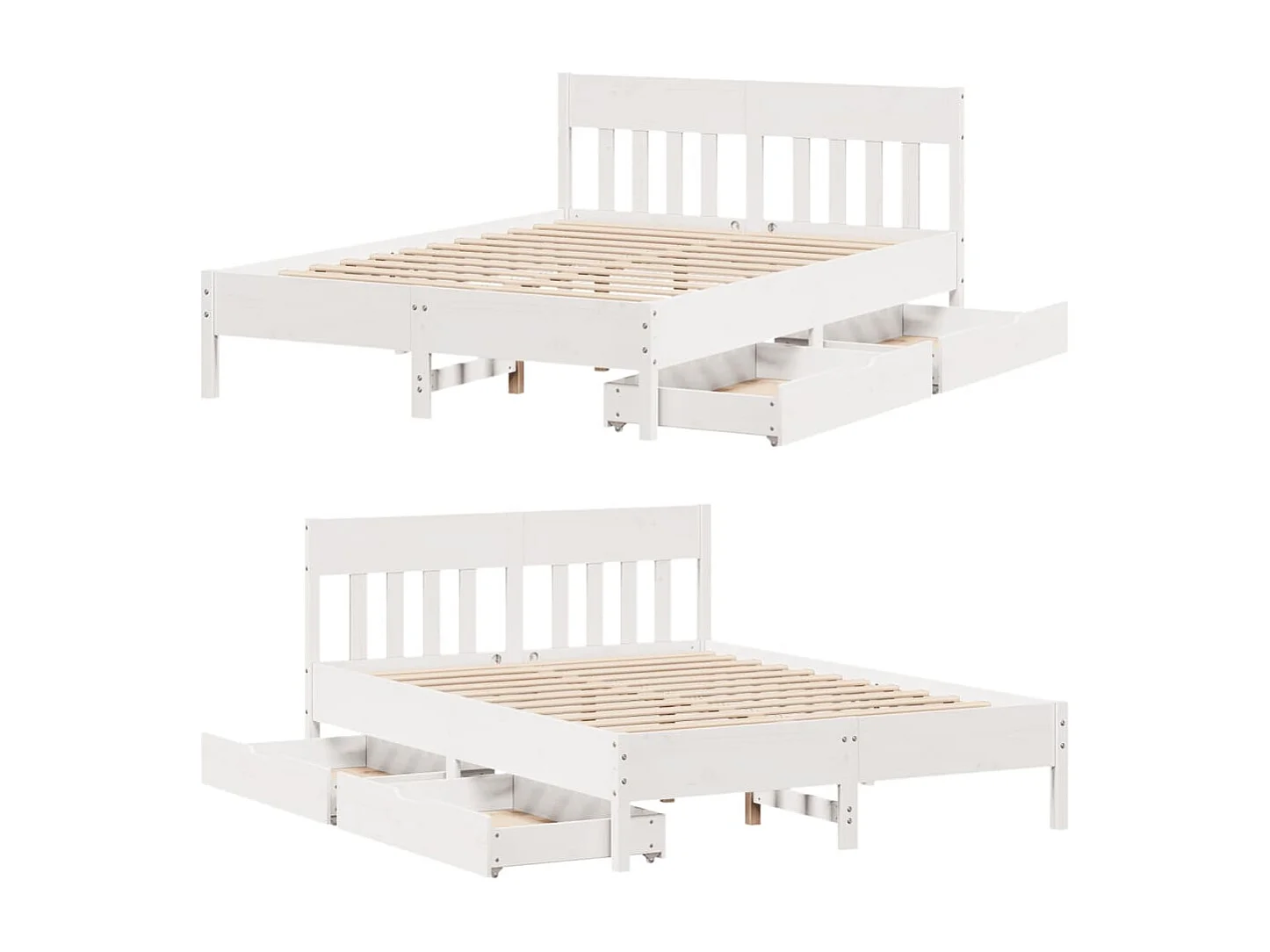 Cama sem colchão 120x200 cm madeira de pinho maciça branco