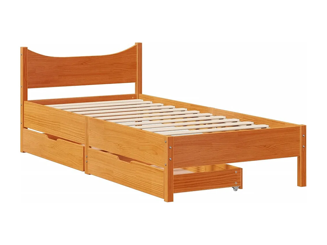 Estructura cama con cajones madera maciza pino marrón 90x190 cm