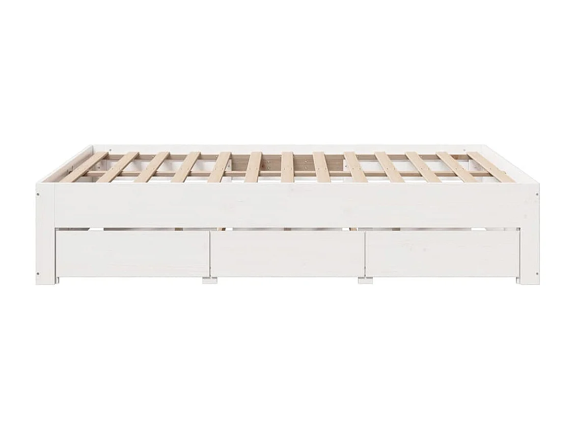 Cadre de lit sans matelas avec tiroirs blanc 160x200cm bois pin