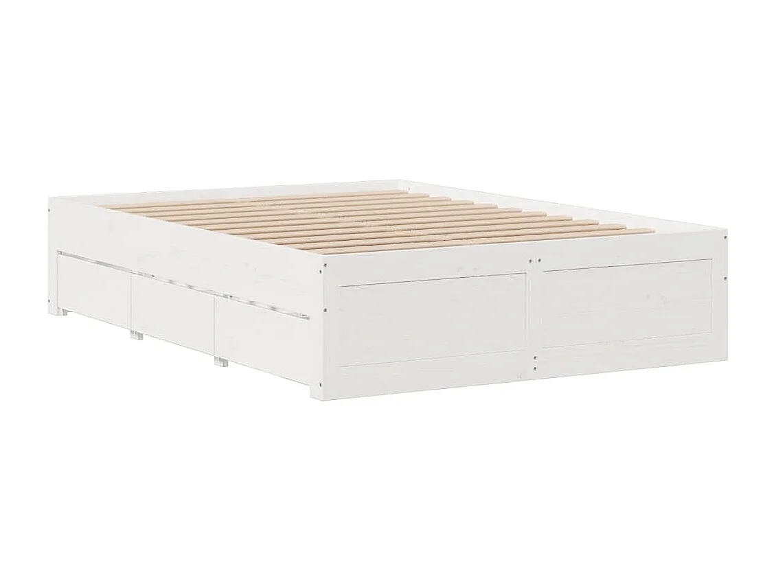 Cama con cajones sin colchón madera maciza blanca 160x200 cm