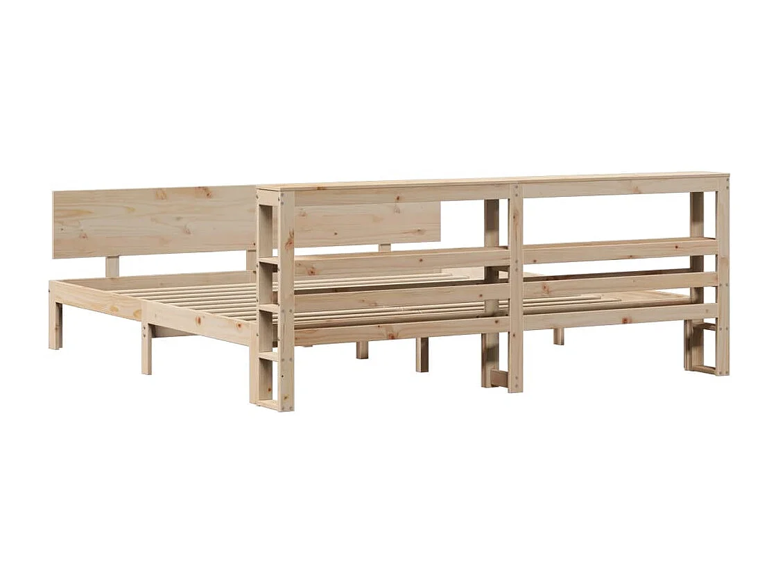 Estructura de cama con cabecero madera maciza pino 180x200 cm