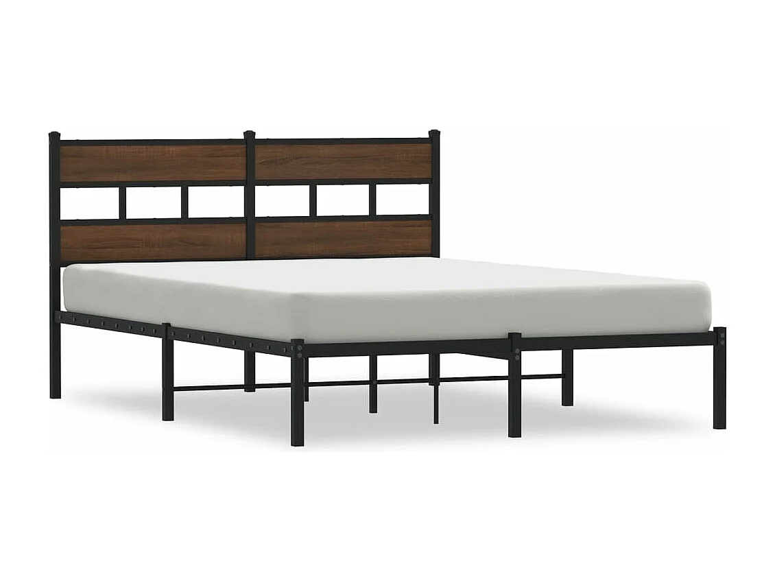 Estructura cama con cabecero sin colchón marrón roble 140x200cm